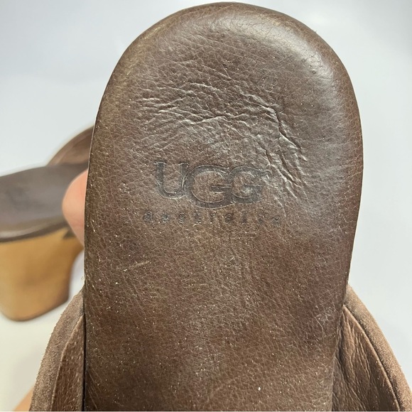 UGG Abbie clog mules brown suede shearling lined women’s size 7 casual boho - Picture 8 of 9